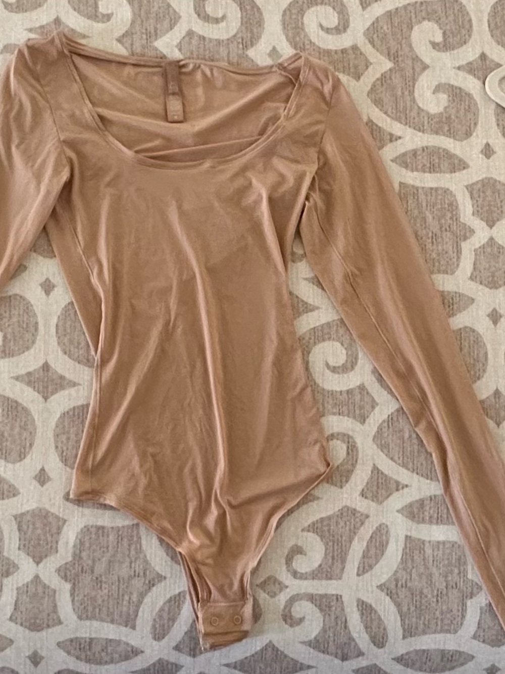 SKIMS Long Sleeve Scoop Neck Bodysuit in Nude